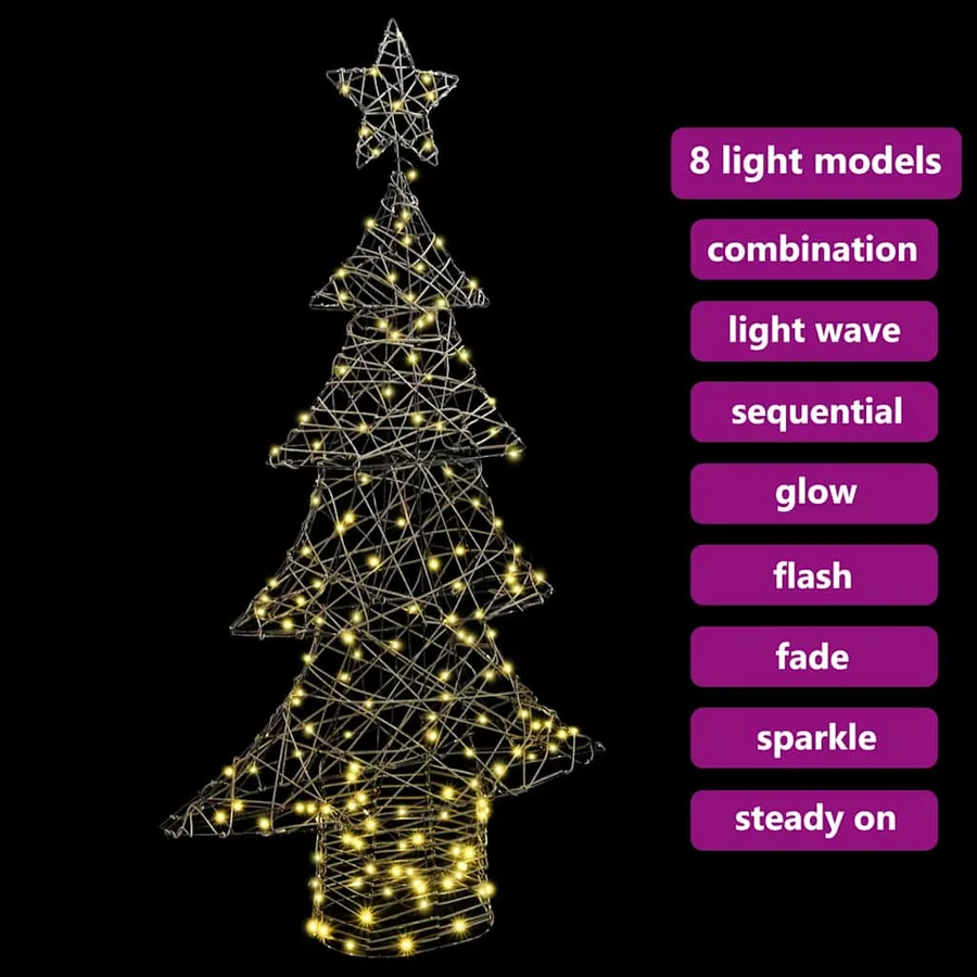 Sapin de Noël avec 160 LED Blanc chaud 150 cm Rotin - 9