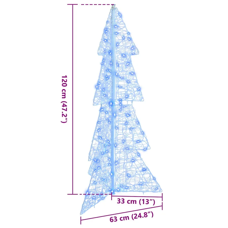 Sapin de Noël avec 100 LED Bleu 120 cm Acrylique - 10