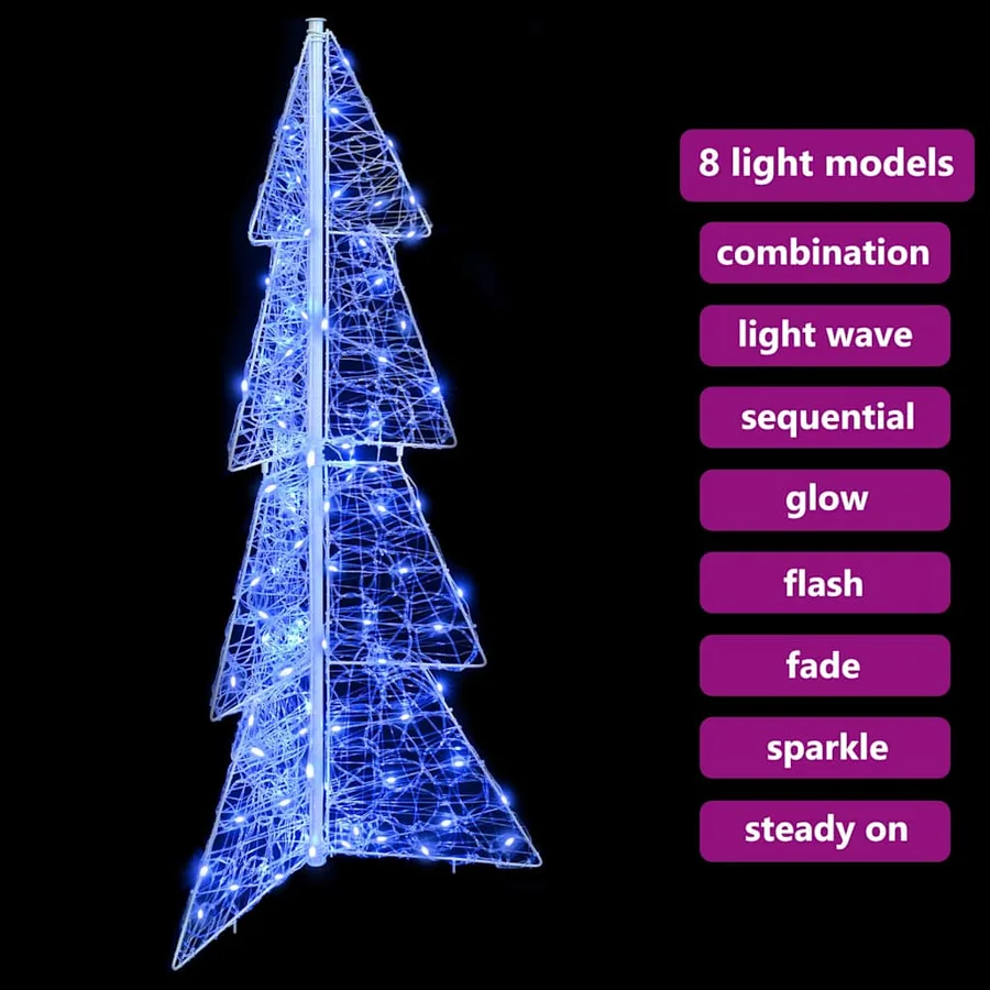 Sapin de Noël avec 100 LED Bleu 120 cm Acrylique - 9