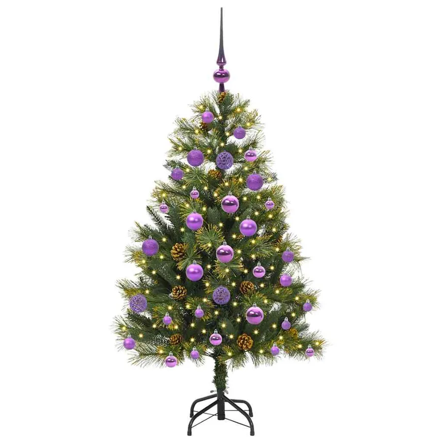 Sapin de Noël artificiel avec branches pliables et cônes 120 cm - 3