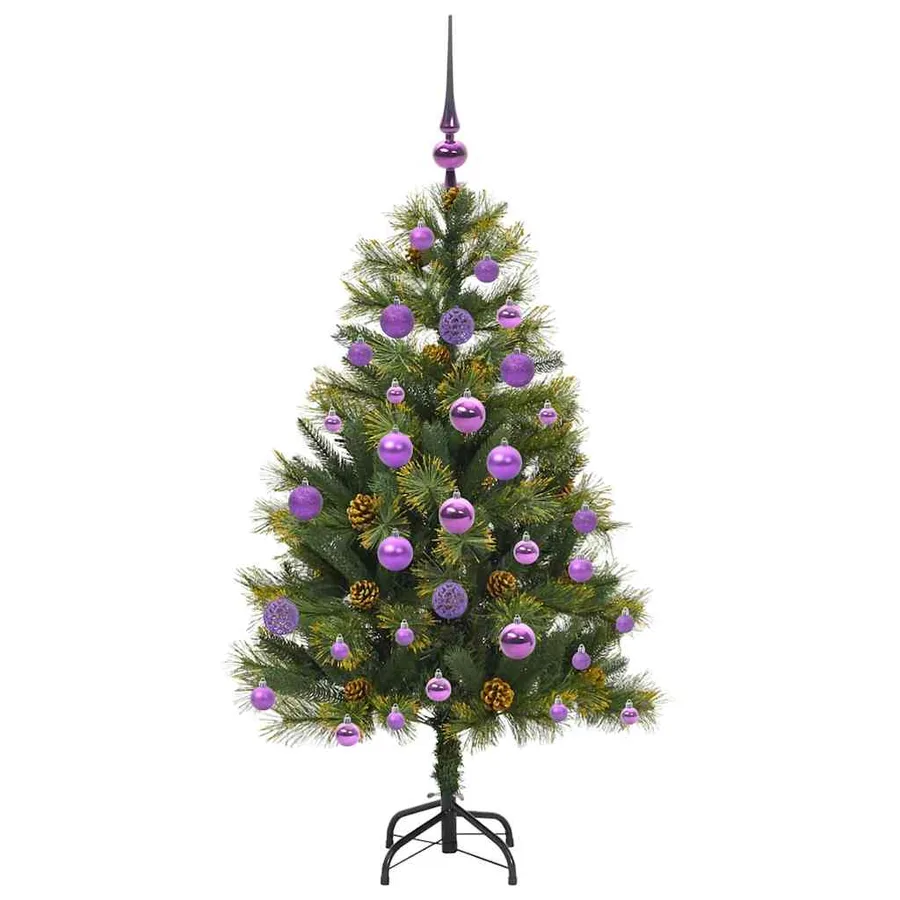 Sapin de Noël artificiel avec branches pliables et cônes 120 cm - 4