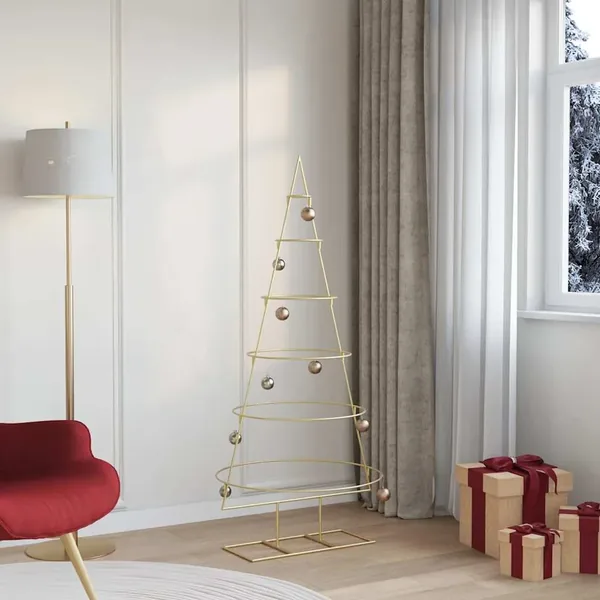 Arbre de Noël en métal Doré 148 cm Acier peint par poudre