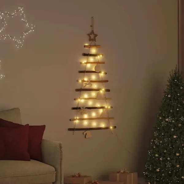 Sapin de Noël avec 30 LED Naturel 90 cm frêne massif