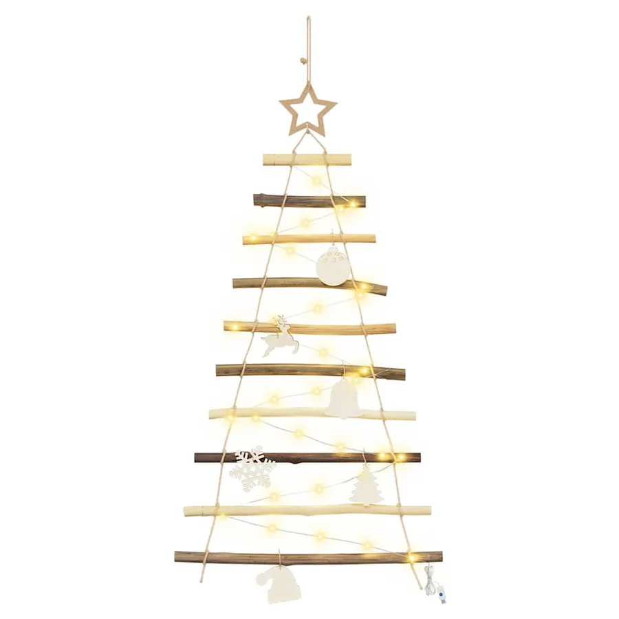 Sapin de Noël avec 30 LED Naturel 90 cm frêne massif - 2