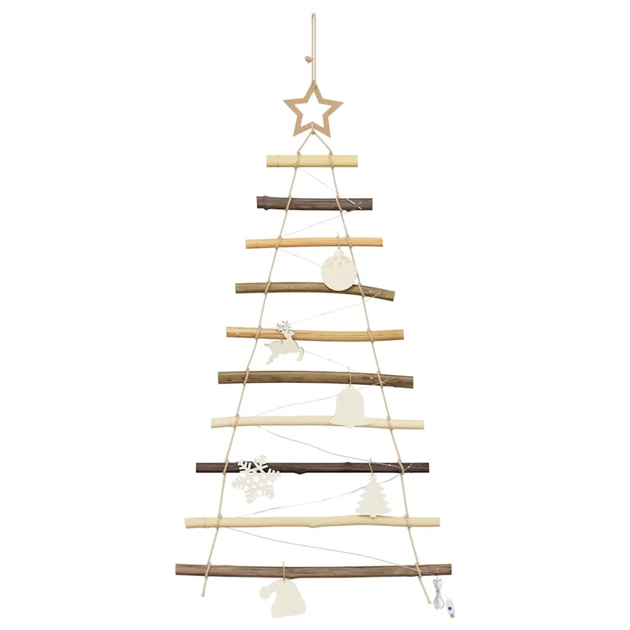 Sapin de Noël avec 30 LED Naturel 90 cm frêne massif - 5