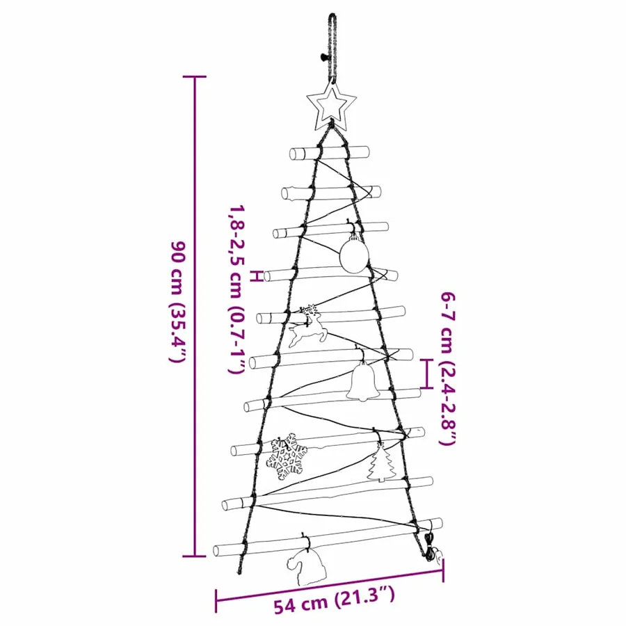 Sapin de Noël avec 30 LED Naturel 90 cm frêne massif - 8