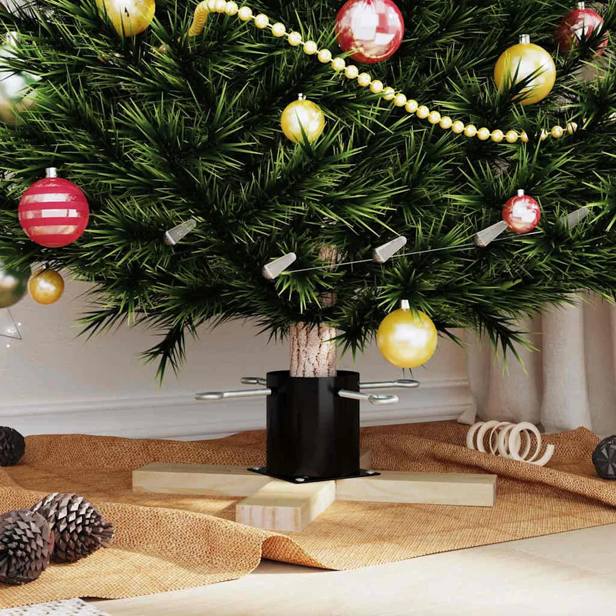 Pied de Sapin de Noël 1.73 Noir 50 x 50 x 16 cm Pin massif - 4