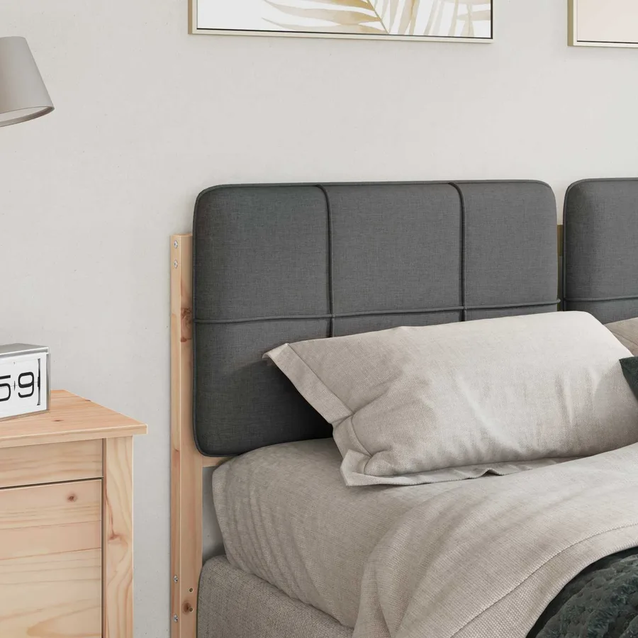 Tête de lit capitonnée Marron et gris clair 135 cm Pin massif - 3