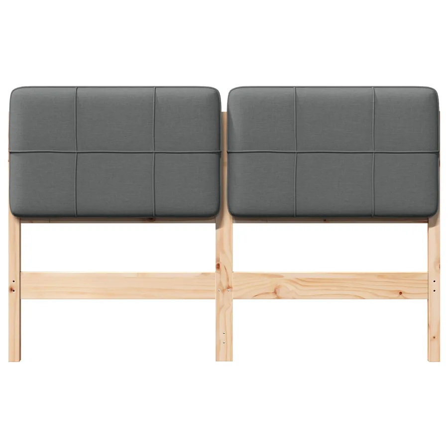 Tête de lit capitonnée Marron et gris clair 135 cm Pin massif - 4