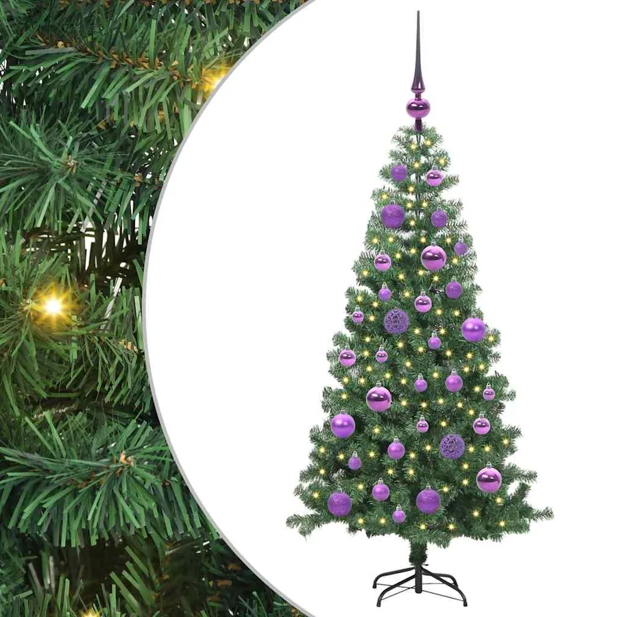 Sapin de Noël avec 150 LED avec support Vert 120 cm PVC - 2