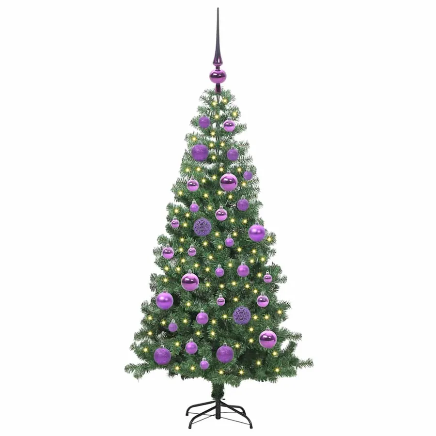 Sapin de Noël avec 150 LED avec support Vert 120 cm PVC - 3