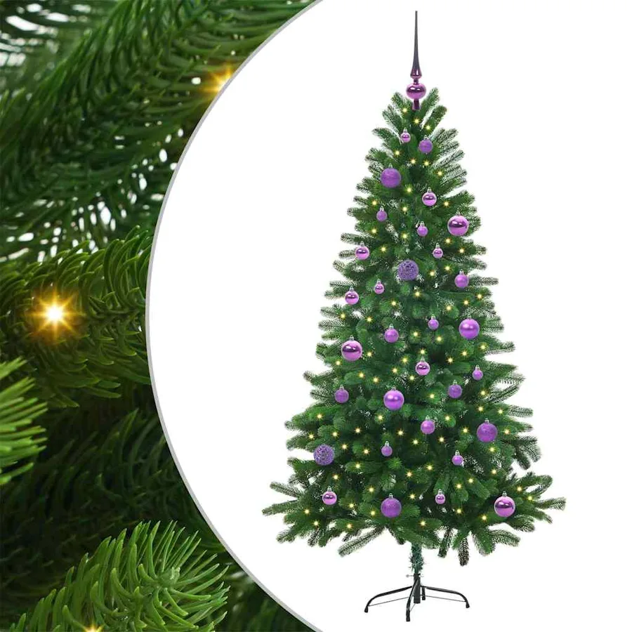 Sapin de Noël avec 150 LED avec support Vert 150 cm PE - 2