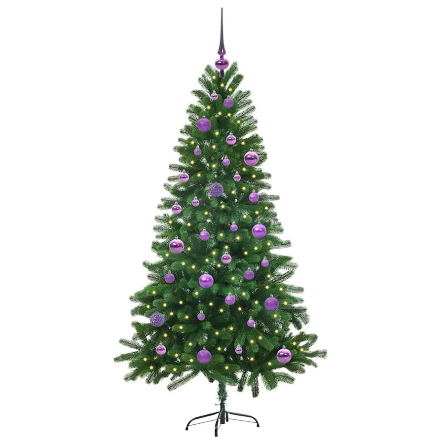 Sapin de Noël avec 150 LED avec support Vert 150 cm PE - 3