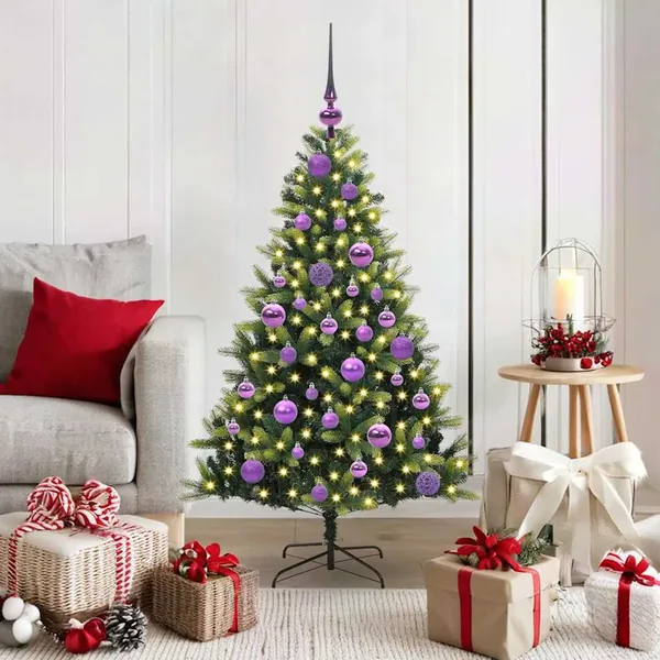 Arbre de Noël artificiel à charnières 150 LED Vert 120 cm