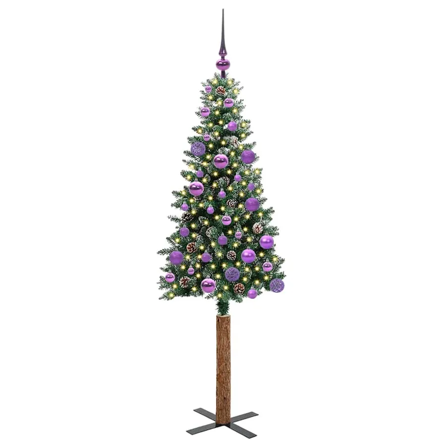 Sapin de Noël mince Vert 150 cm PVC et bois de pin massif - 3