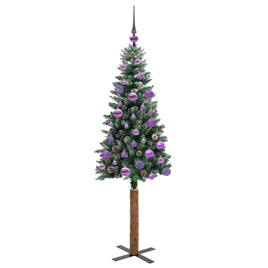 Sapin de Noël mince Vert 150 cm PVC et bois de pin massif - 4