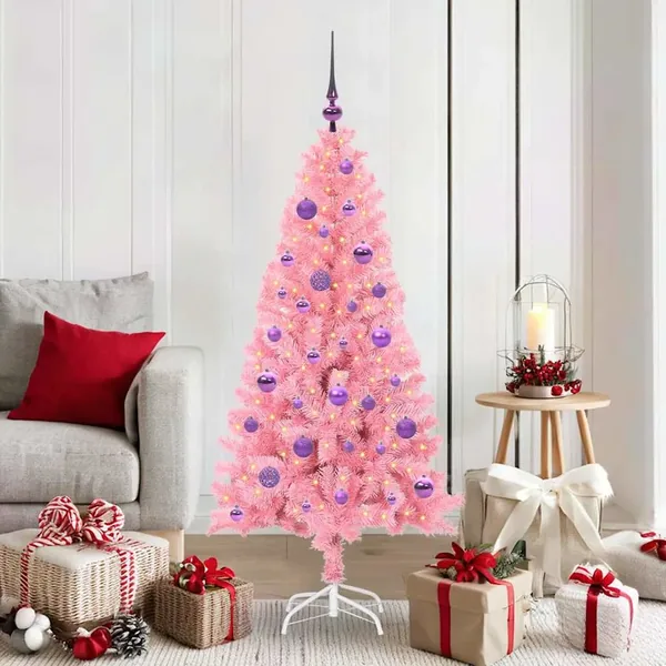 Sapin de Noël avec 150 LED avec support Rose 150 cm PVC