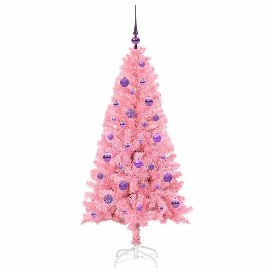 Sapin de Noël avec 150 LED avec support Rose 150 cm PVC - 4