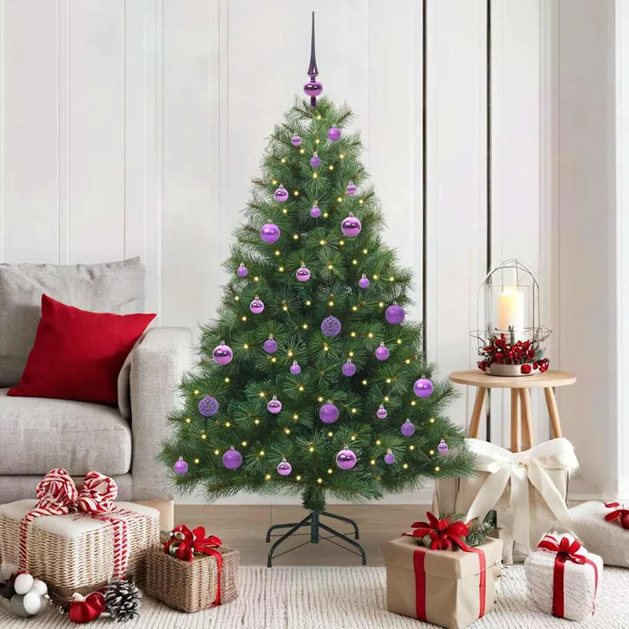 Sapin de Noël artificiel avec 150 LED Vert 150 cm PE et PVC