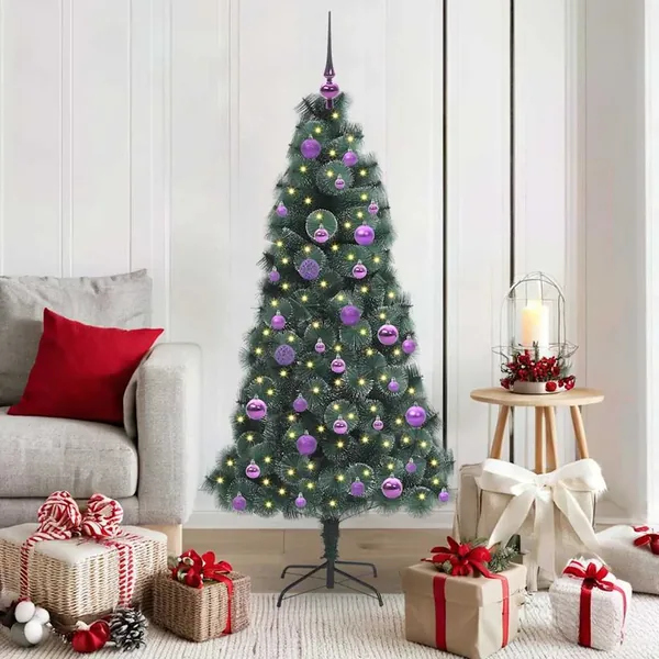 Arbre de Noël artificiel pré-éclairé avec ensemble de boules
