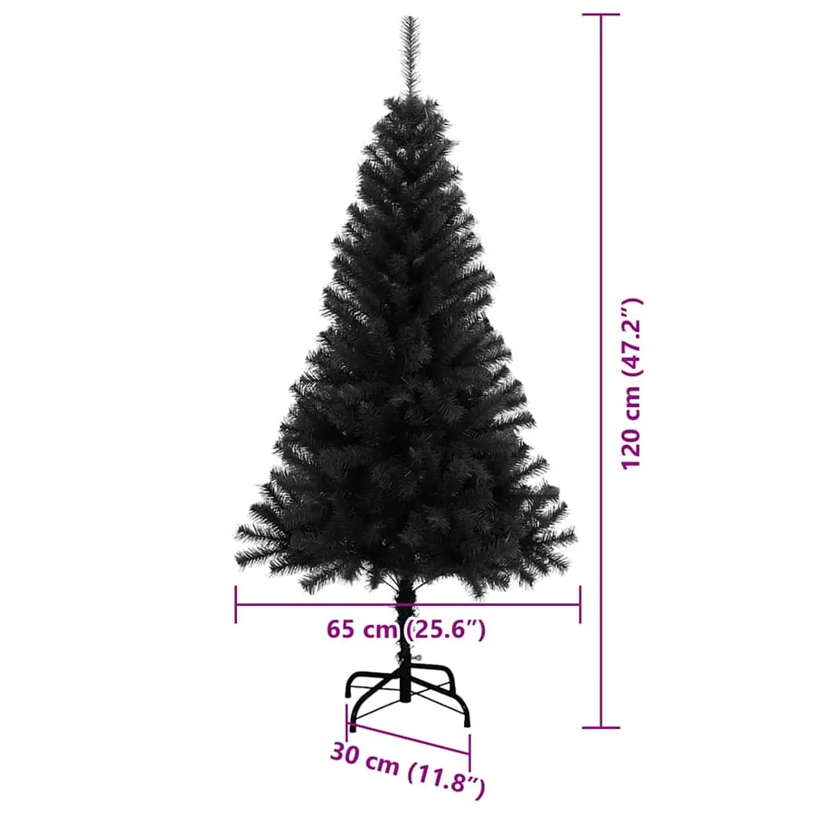 Sapin de Noël avec 150 LED avec support Noir 120 cm PVC - 14