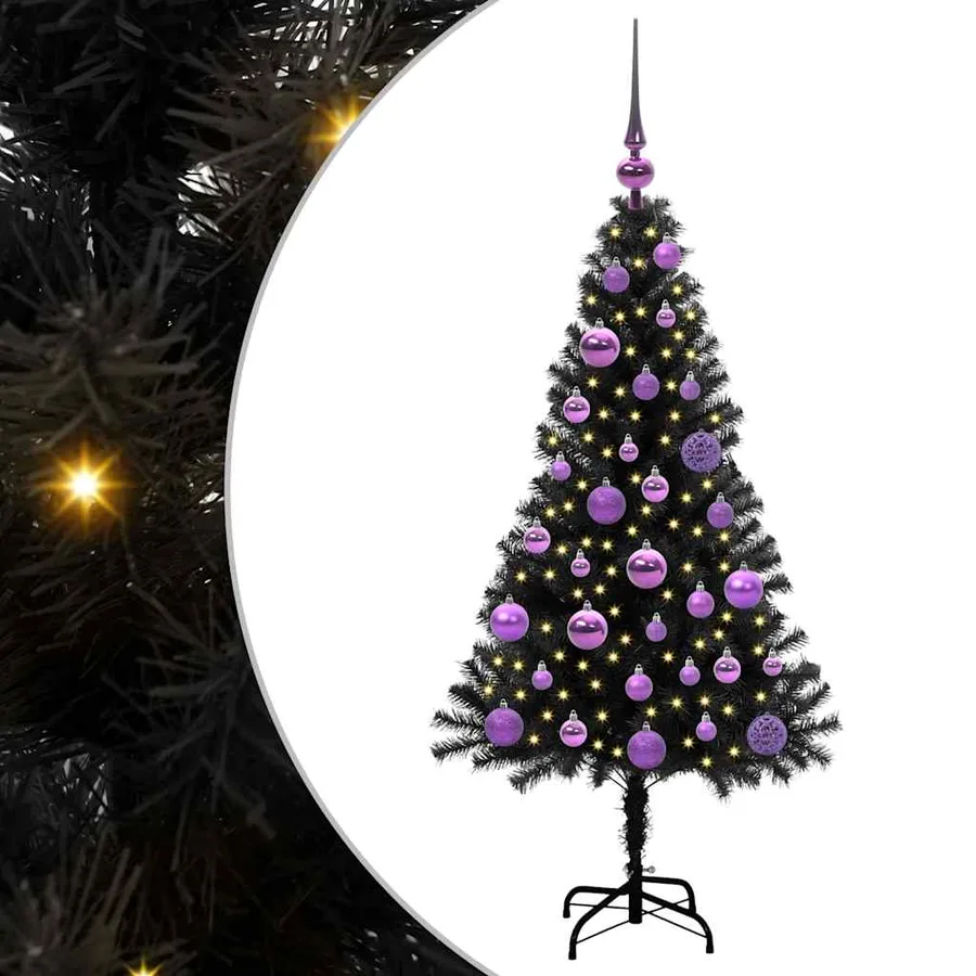 Sapin de Noël avec 150 LED avec support Noir 120 cm PVC - 2