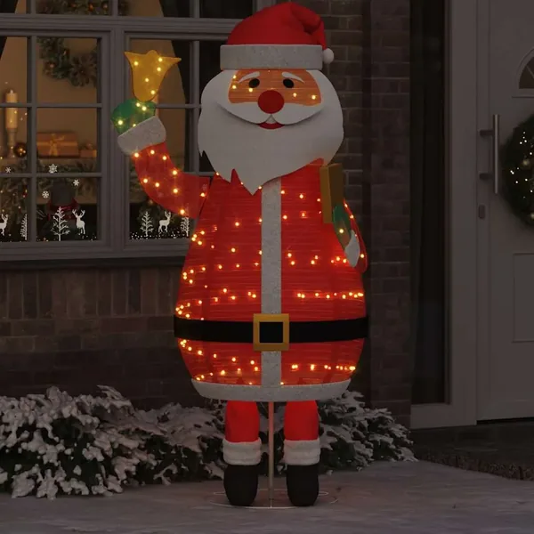 Père Noël de Noël avec 200 LED Blanc chaud 100 x 180 cm tissu