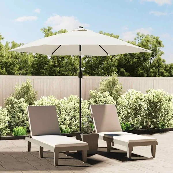 Tissu de remplacement pour parasol d'extérieur Blanc 300 cm