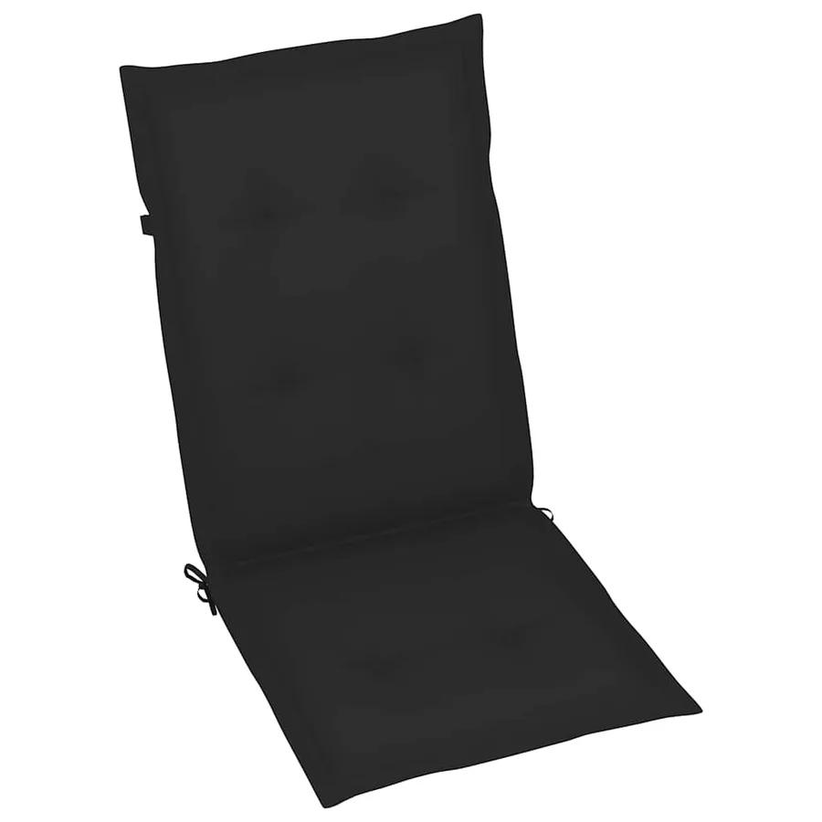 Chaises de jardin lot de 4 avec coussins noir Bois teck solide - 7
