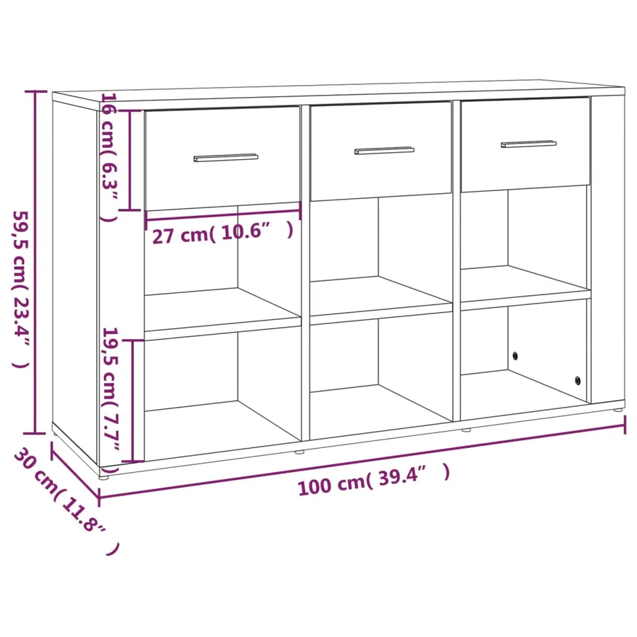 Buffet Chêne sonoma 100x30x59,5 cm Bois d'ingénierie - 10