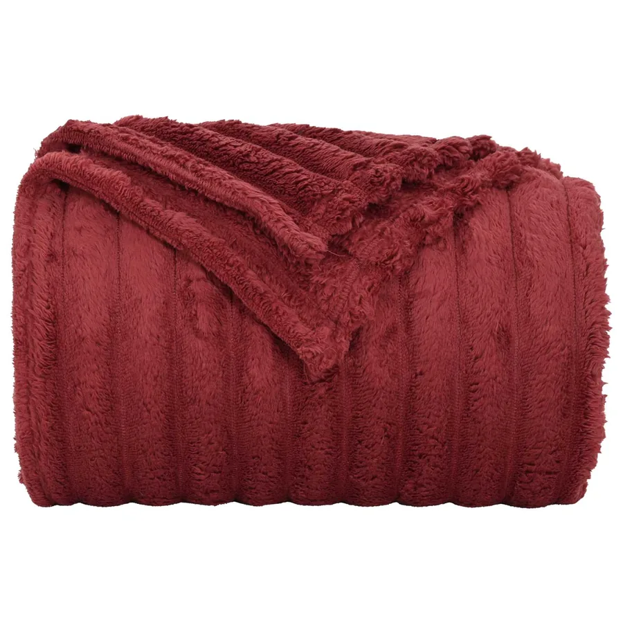 Jeté Rouge Bordeaux 270 x 240 cm Toison - 4