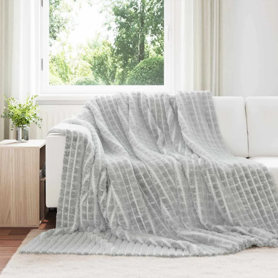 Couvertures à jeter 6 pcs Gris 240 x 220 cm Toison