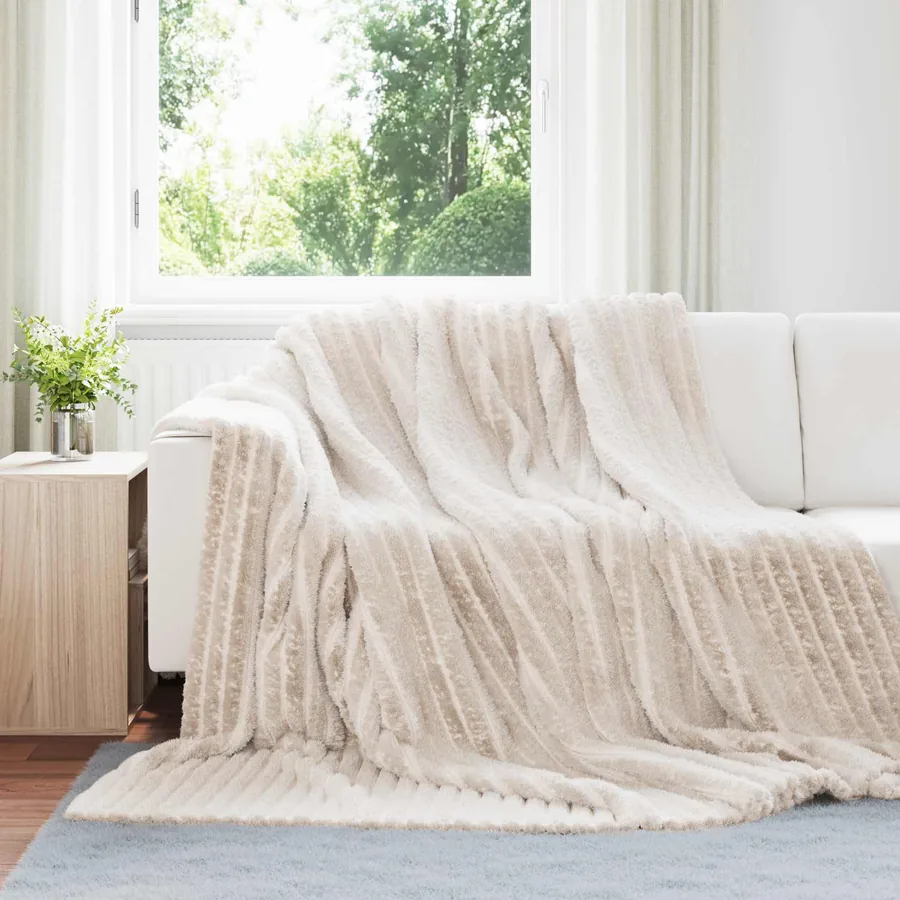 Couvertures à jeter 6 pcs Beige 240 x 220 cm Toison