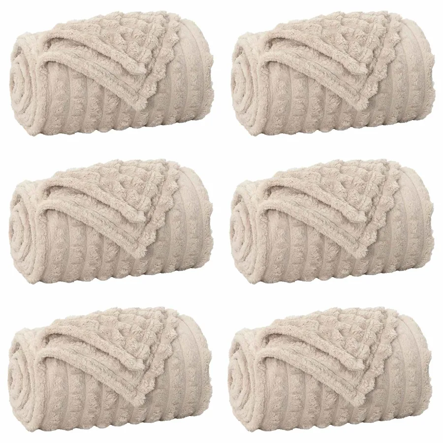 Couvertures à jeter 6 pcs Beige 240 x 220 cm Toison - 2