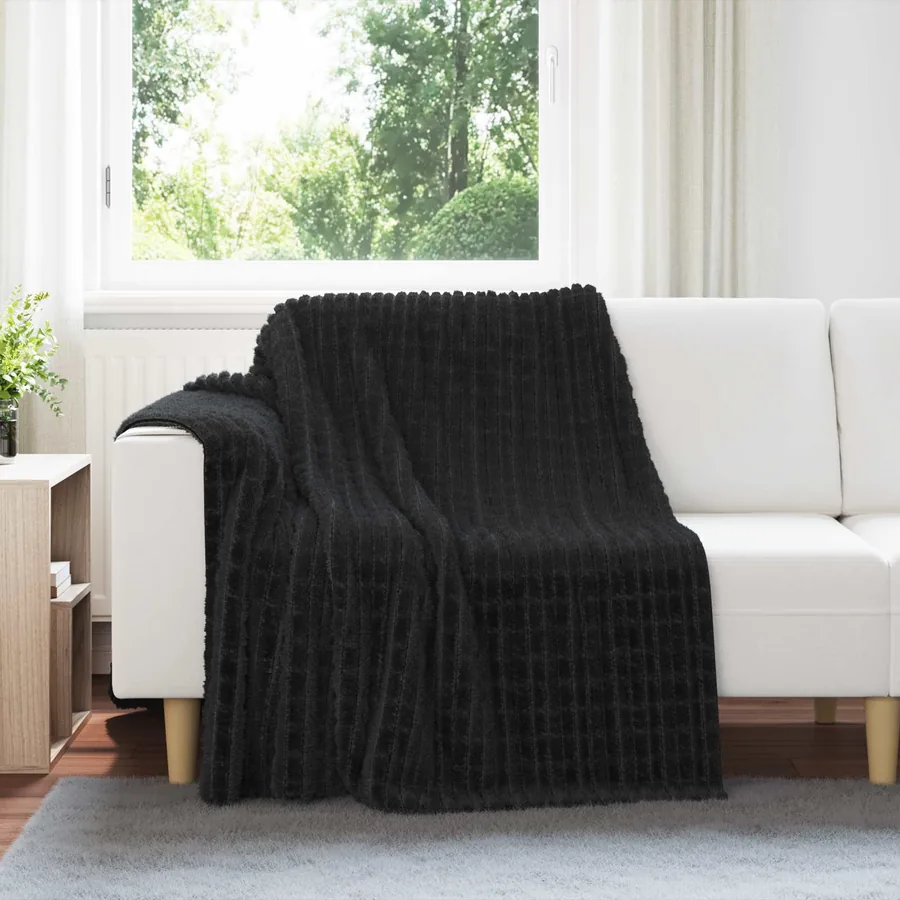 Couvertures à jeter 6 pcs Noir 200 x 150 cm Toison