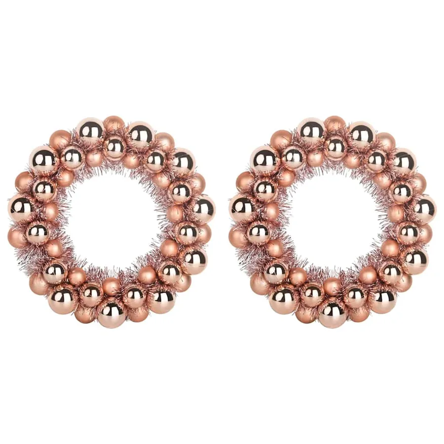 Couronnes de Boules de Noël 2 pcs Rose doré 33 x 33 x 7 cm - 2