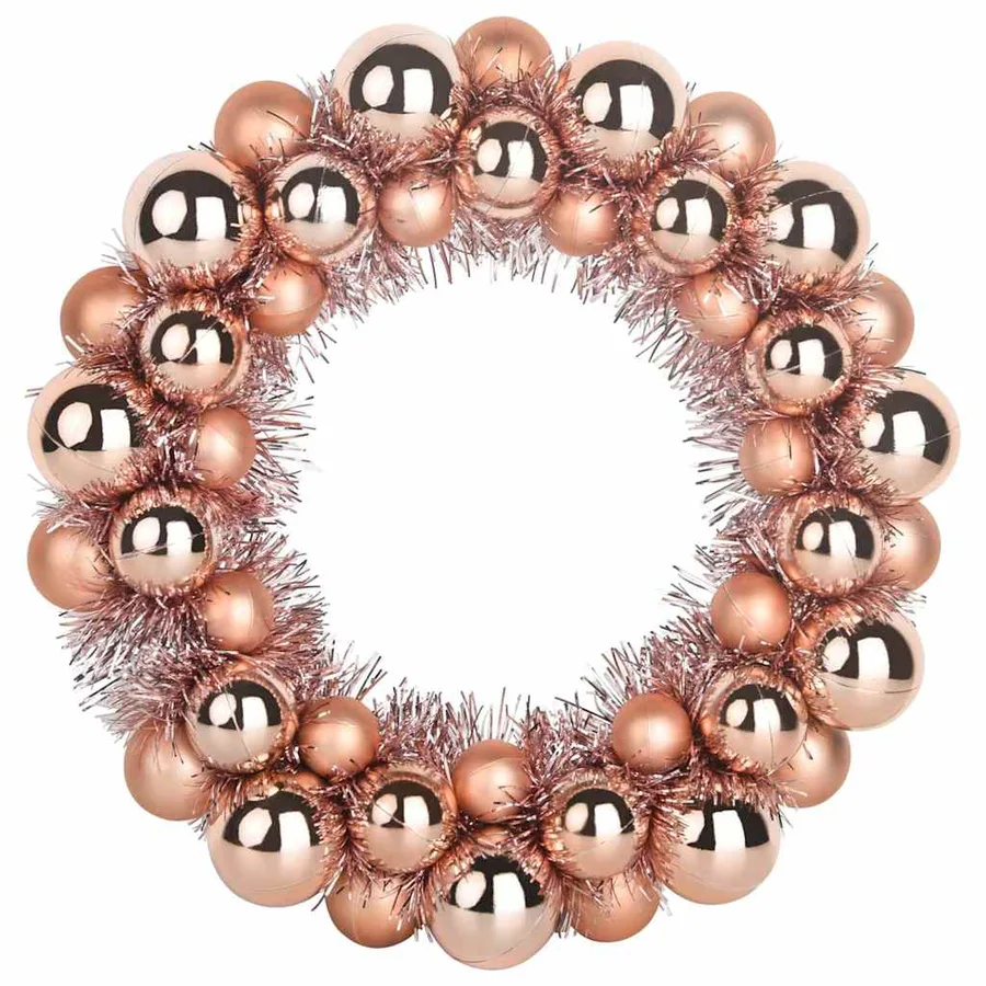 Couronnes de Boules de Noël 2 pcs Rose doré 33 x 33 x 7 cm - 4