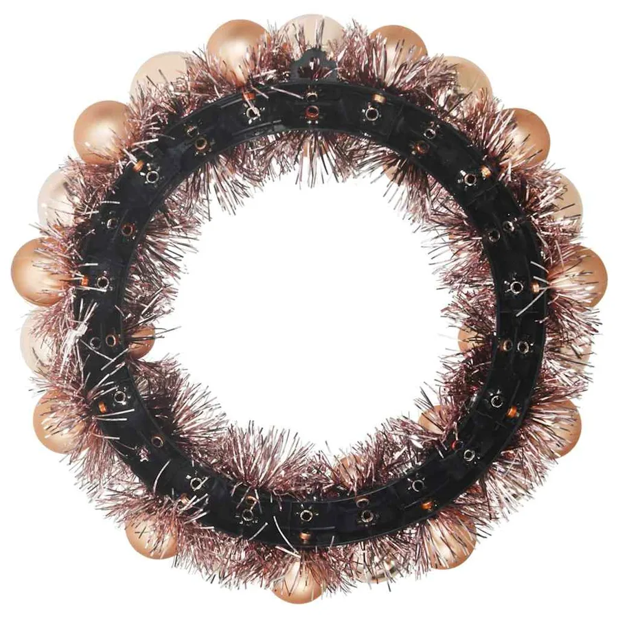 Couronnes de Boules de Noël 2 pcs Rose doré 33 x 33 x 7 cm - 5