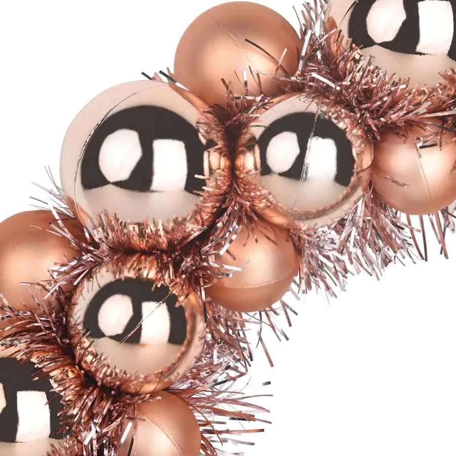 Couronnes de Boules de Noël 2 pcs Rose doré 33 x 33 x 7 cm - 6