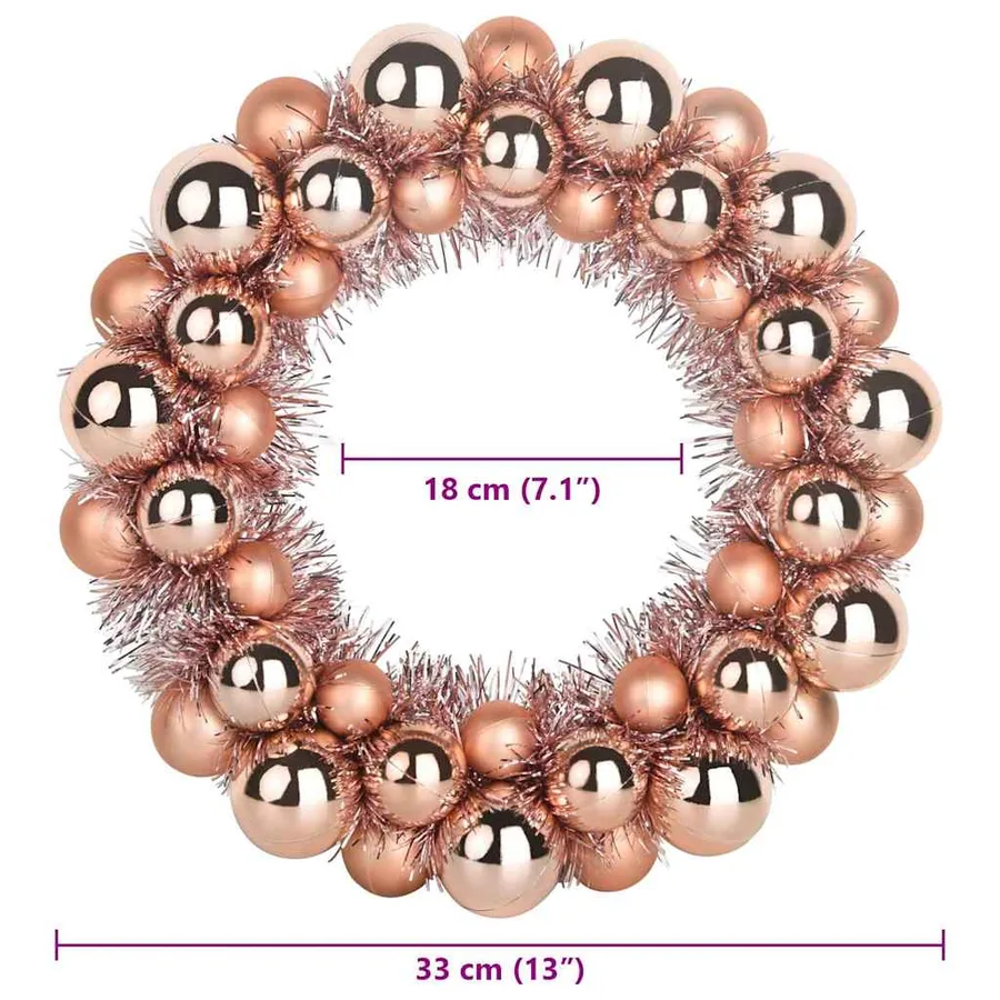 Couronnes de Boules de Noël 2 pcs Rose doré 33 x 33 x 7 cm - 8