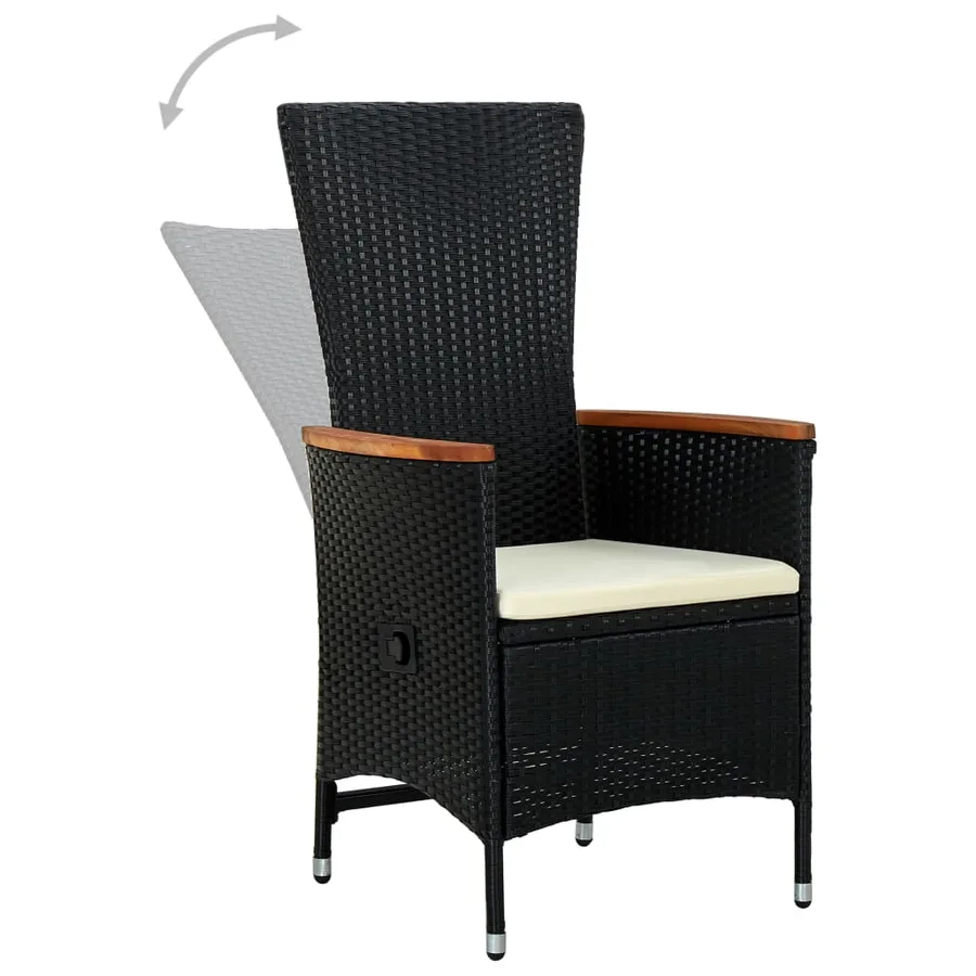 Ensemble à manger de jardin avec coussins 3 pcs noir - 5