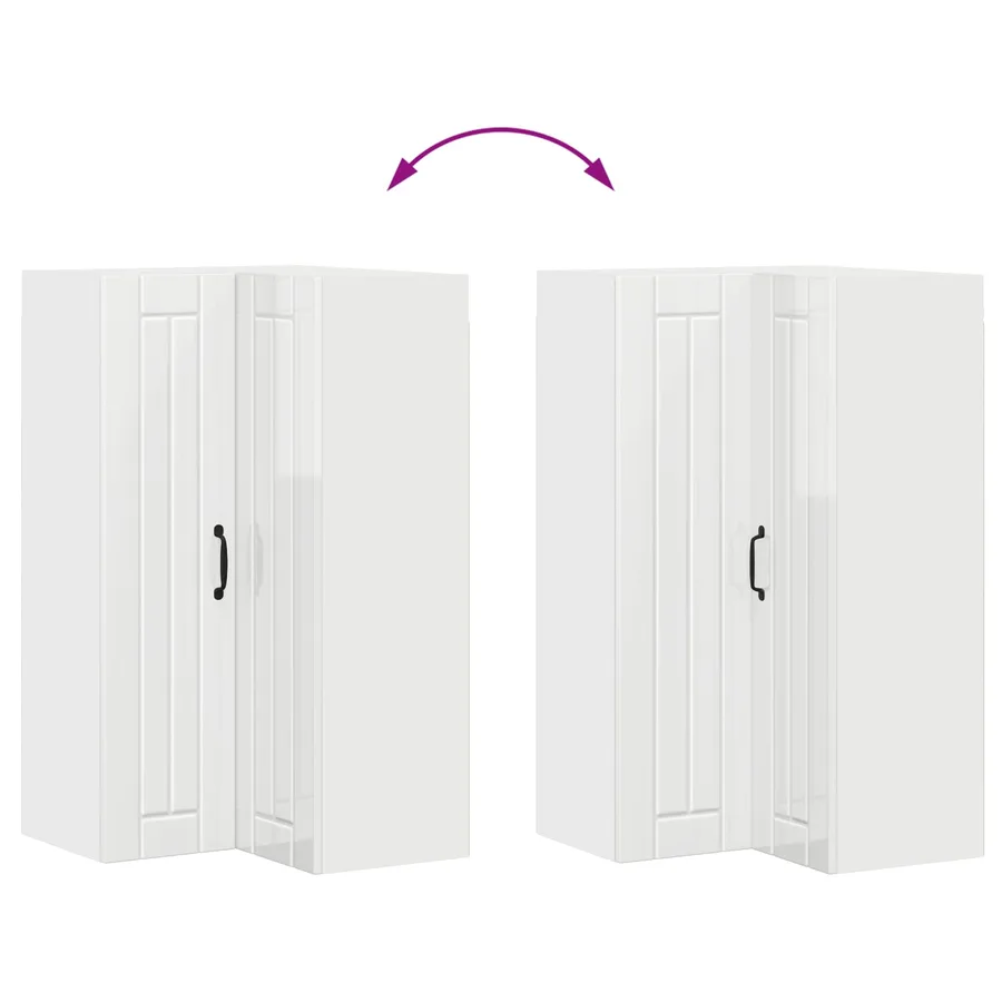 Cabinet d'angle mural LUCCA Blanc brillant 57 x 57 x 100 cm - 11