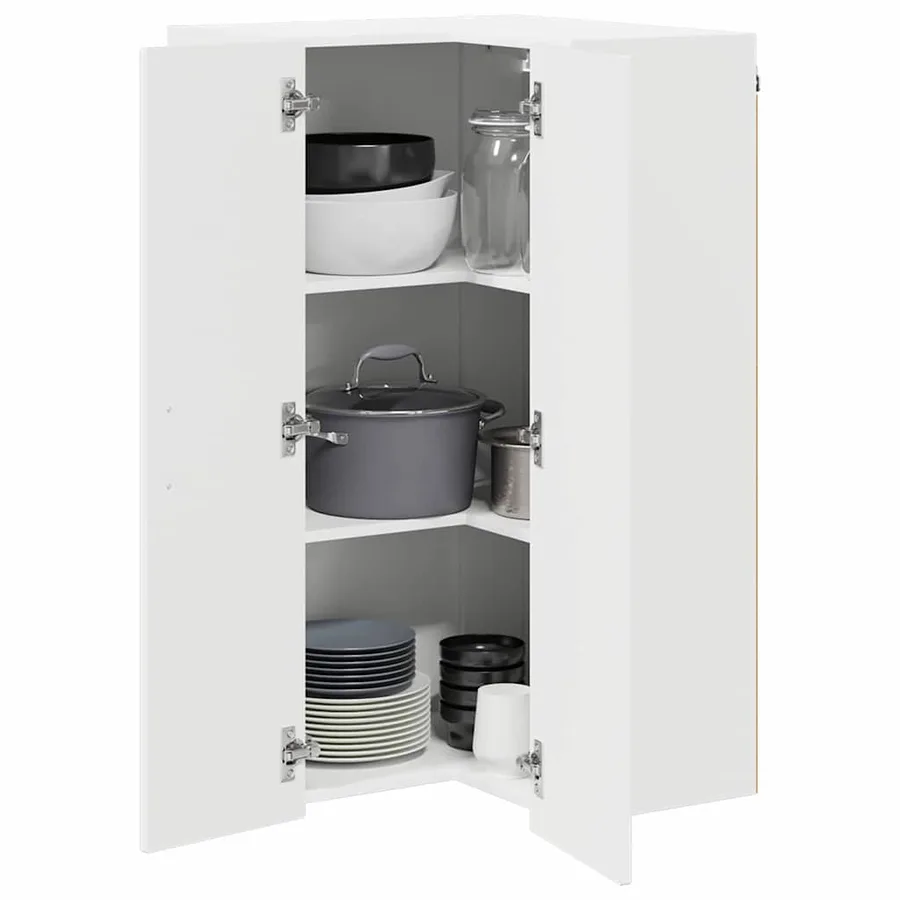 Cabinet d'angle mural LUCCA Blanc brillant 57 x 57 x 100 cm - 3