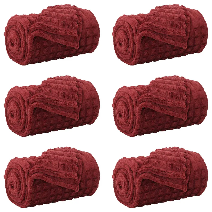 Couvertures à jeter 6 pcs Rouge Bordeaux 150 x 130 cm Toison - 2