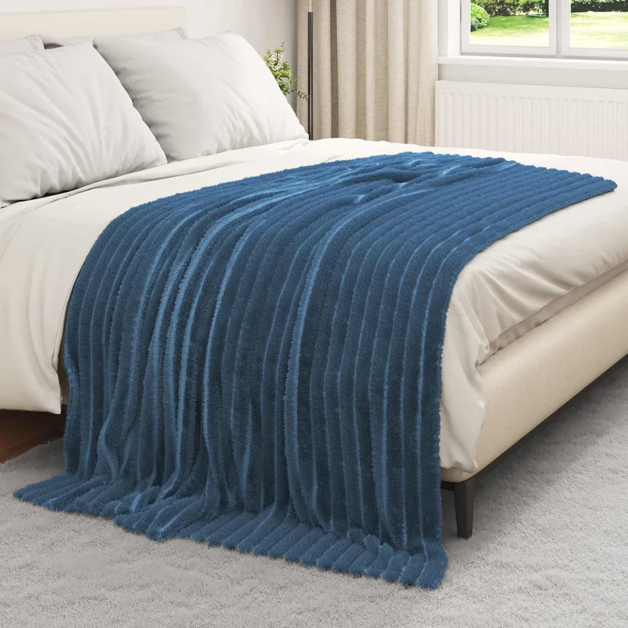 Jeté Bleu marine 200 x 150 cm Toison - 3