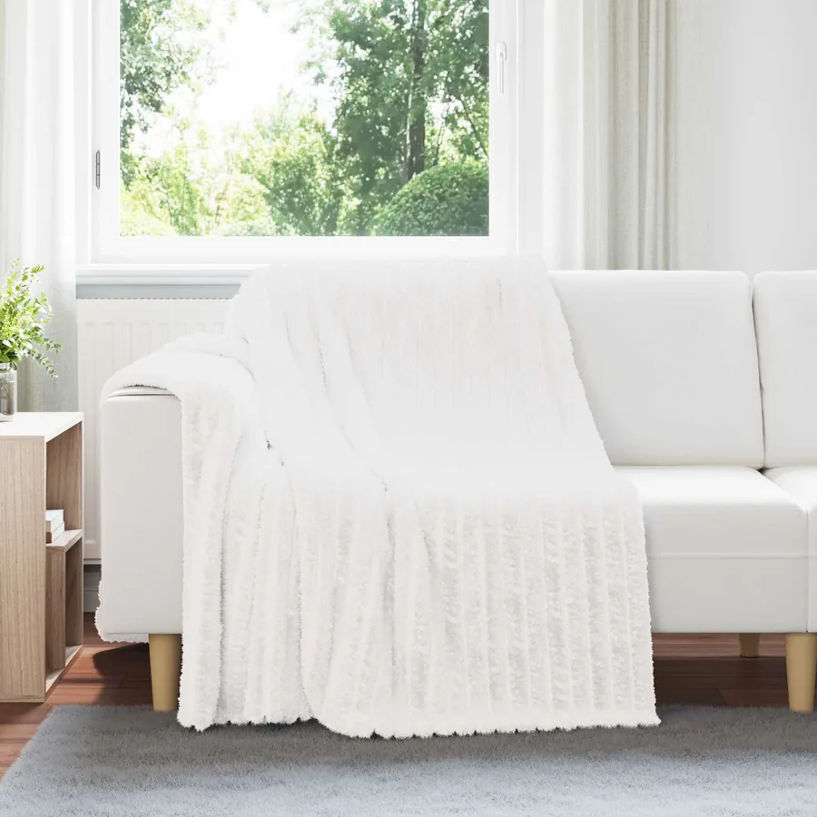 Couvertures à jeter 6 pcs Blanc 200 x 150 cm Toison