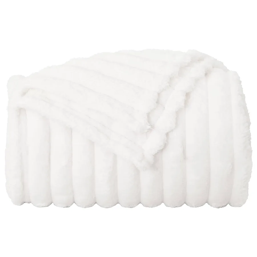 Couvertures à jeter 6 pcs Blanc 270 x 240 cm Toison - 5