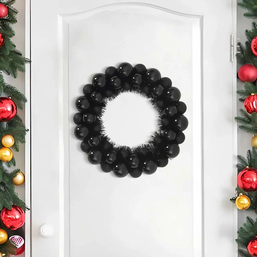Couronnes de Boules de Noël 2 pcs Noir 33 x 33 x 7 cm - 3
