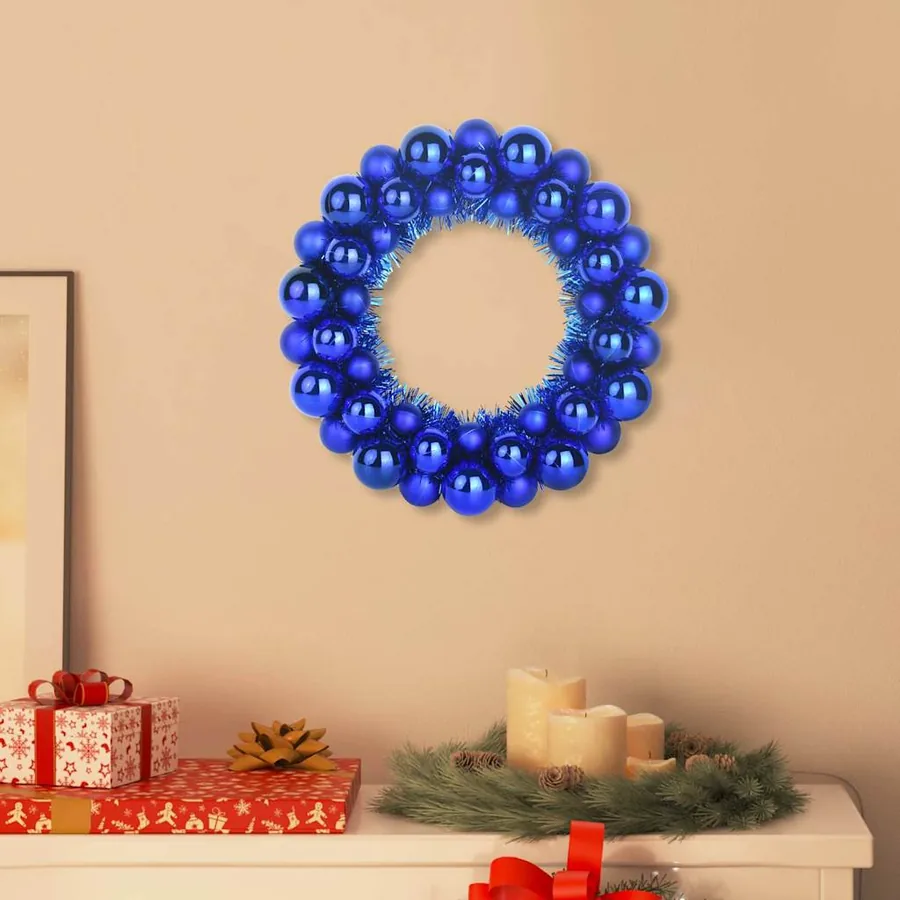 Couronnes de Boules de Noël 2 pcs Bleu 33 x 33 x 7 cm