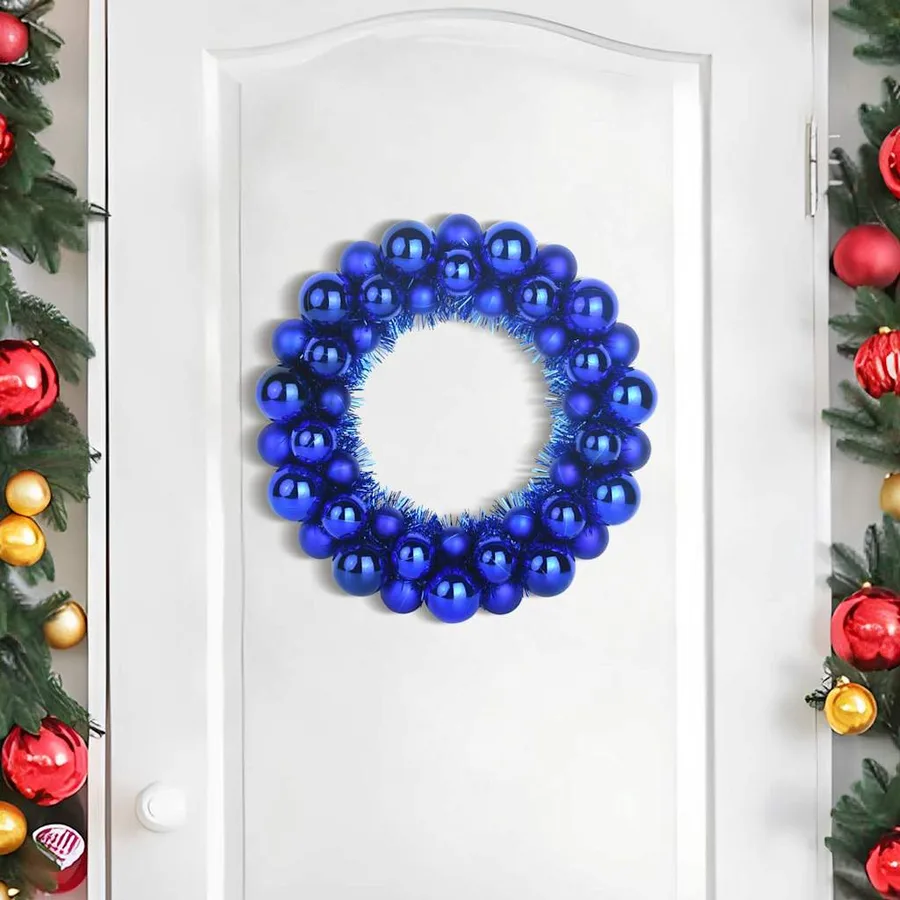 Couronnes de Boules de Noël 2 pcs Bleu 33 x 33 x 7 cm - 3